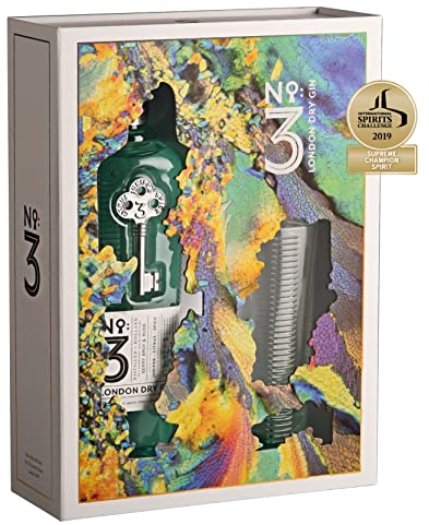 No.3 London Dry Gin With Hi-Ball Glass & Gift Box, Voted Best in The World 4 Times, Great For Cocktails Including Martini, Cocktail Mixer for Negroni, gin & Tonic & Tom Collins, 46% ABV,70cl