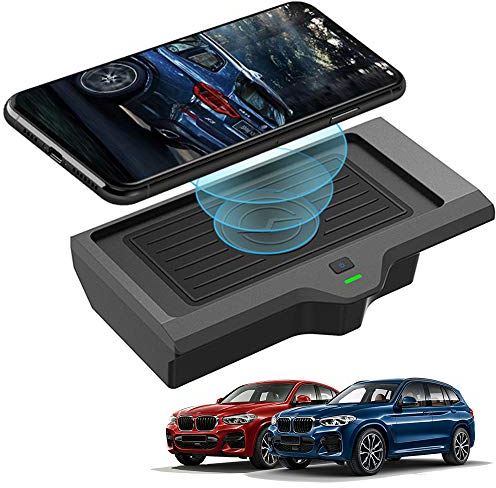 Kabelloses-Ladegerät Auto für BMW X3 2018 2019 2020 BMW X4 2019 2020 Center Console-Zubehörfeld, 10W 3-Spulen Schnell rutschfeste TelefonLadematte für iPhone 11/XS/XR/X Samsung S20/S10/S9