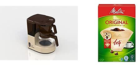 Melitta 6707231 Aroma Boy Filter Coffee Machine, 500 W, Beige & 6658076 Pack Original Size 1x4, 80, Filter Coffee Makers, Brown, Paper