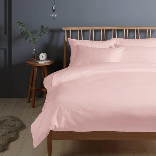 Pizuna Bettwäsche 200x200 + 70x90 Baumwolle Hellrosa 400 Fadenzahl | 3-Teilig 100% Langstaple Baumwolle Bettbezug und Kissenbezug, Mako Satin Bettwäscheset 200x200 + 70x90 Mako Satin