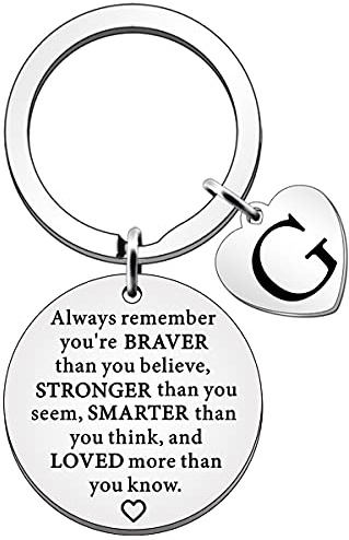 SDOFY Buchstaben-Schlüsselanhänger Inspirierende Geschenke für Frauen Initiale Alphabet Schlüsselanhänger Personalisierte Geschenke für Mädchen Jungen Geburtstag Weihnachten Geschenk, silber, G,