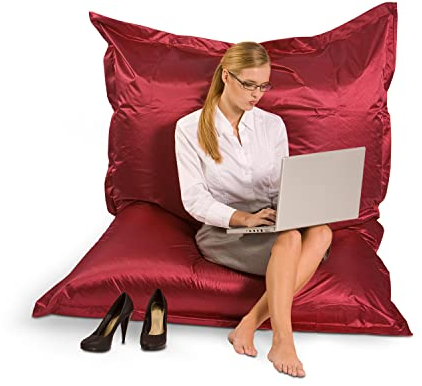 SMOOTHY Original Metallic Indoor XXL Sitzsack 400L Riesensitzsack Sitzkissen Sessel aus Baumwolle für Kinder & Erwachsene (180 x 140 cm, Rubin)