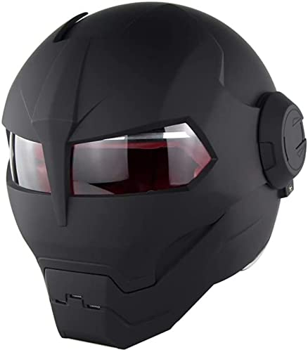 DSSCXZ Herren Motorradhelm, Fullface Helm, Klapphelm, Iron Man, Retro, Large, ECE Certified, Polycarbonat (PC) und Schaumstoff, für Erwachsene, Männer, Motorradfahren