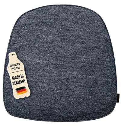 kontor28 - nachhaltiges Sitzkissen Stuhl Komfort, handgefertigt Made in Germany, 39 x 40 cm aus upcycling rPET Filz, Sitzauflage mit Polsterung - Outdoor geeignet & waschbar, anthrazit 2er Set