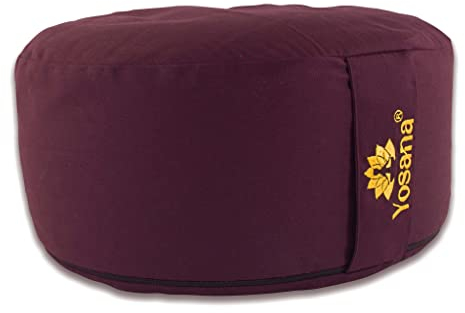 Yosana Yogakissen XL | 35cm Durchmesser | Meditationskissen rund, Bio-Dinkelfüllung aus Deutschland | Yoga Kissen mit 17cm Sitzhöhe | Sitzkissen Boden waschbarer Bio-Baumwolle Bezug und Tragegriff