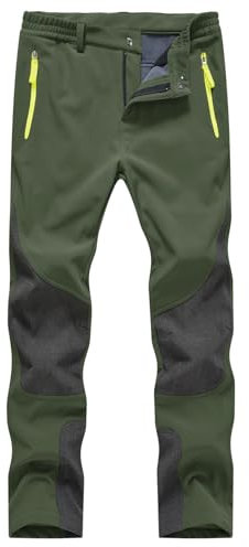 donhobo Damen Wanderhose Outdoorhose Wasserdicht Softshellhose Winddicht Warm Gefüttert Herbst Winter Skihose Snowboardhose Trekkinghose (Armeegrün, XXL)