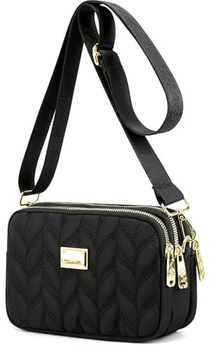 LassZone Ladies Girls Crossbody Bag Multi-Pocket Shoulder Bag Waterproof Nylon Handbag Small Cellphone Purse Wallet for Women