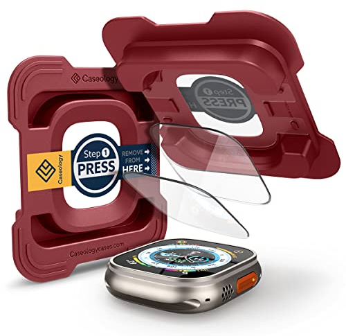 Caseology Snap Fit Vetro Temperato Compatibile con Apple Watch Ultra Pellicola salvaschermo con kit di installazione - 2 Pezzi