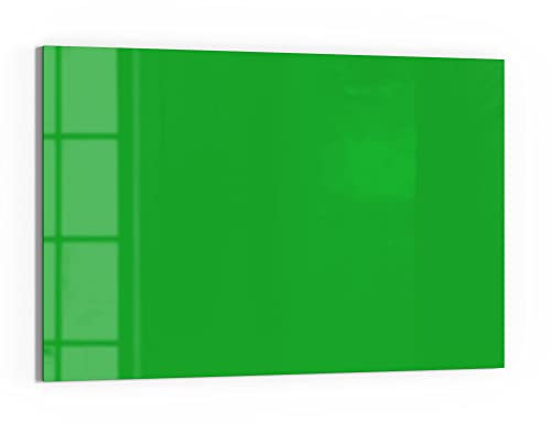 DEQORI Glas-Magnettafel | 60x40 cm groß | Unifarben - Mittelgrün | Memo-Board aus Glas | Magnetboard inkl. Magnete, Stift & Tuch für Küche & Büro | Tafel magnetisch & beschreibbar