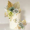 Boho Cake Topper Palm Leaves Dusty Green Flowers Butterflies Cake Decorations for Bohemian Wedding Baby Shower Birthday Party Supplies