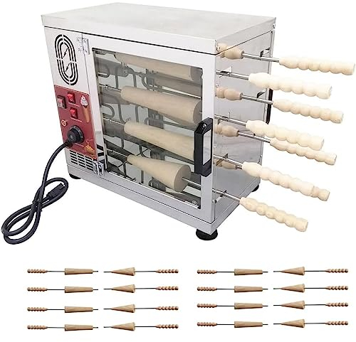 ANXYYDS Chimney Cake Oven Electric Commercial Machine with 8/16 Pcs Roller, Cake Pop Roller Machine, Ice Cream Cone Grill Maker, Perfect for Restaurant Home Kitchen Snack Bar,16sticks