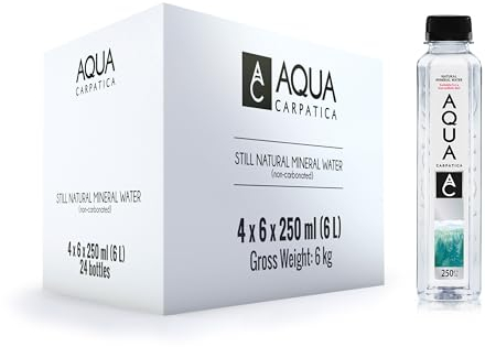 AQUA Carpatica 250ml x 24 Pure Natural Still Mineral Water - 24-Pack Bottled Water, Virtually Nitrate Free, Low Sodium, Naturally Alkaline, Natural Electrolytes, Premium Multipack 100% Recyclable