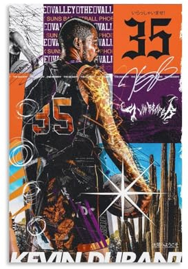 Signiertes Poster, Motiv: Basketball-Star, Kevin Durant, schönes dekoratives Gemälde, Leinwand, Wandkunst, Wohnzimmer, ästhetische Poster, Schlafzimmermalerei, ungerahmt, 30 x 45 cm