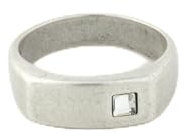 LIQWID Ring Herren Damen Genderfluid, Ring mit quadratischem Kristall mit Antiksilber-Finish, recyceltes Material, in 3 Größen erhältlich - PRODUKT 100% MADE IN ITALY (M)