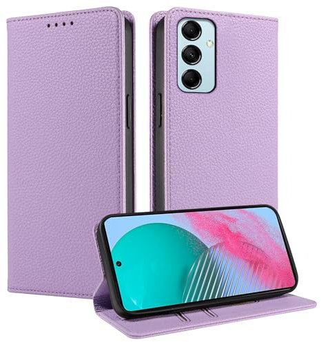 Cover per Samsung Galaxy M34 5G Custodia Portafoglio[Blocco RFID]Premium Pelle PU Wallet Case Flip Libro con Porta Carte Slot Supporto Flip Case per Samsung Galaxy M34 5G,Viola