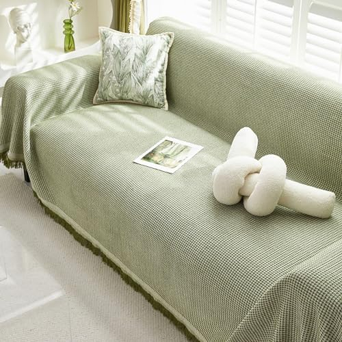 FANSU Sofabezug L Form 1 2 3 4 Sitzer, Elegant Sofaüberwurf Decke Ecksofa Universelle rutschfeste Couch Bezug Sofaschoner Sofa Decken Couch Überwürf Einteiliger Sofabezug (Grün,180 * 180cm)