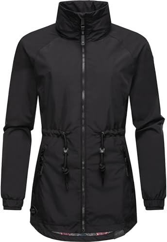 Ragwear leichte Damen Übergangsjacke kurz Outdoorjacke wasserdicht und atmungsaktiv mit Taillenzugband und Stehkragen Tacy YOUMODO XS-6XL