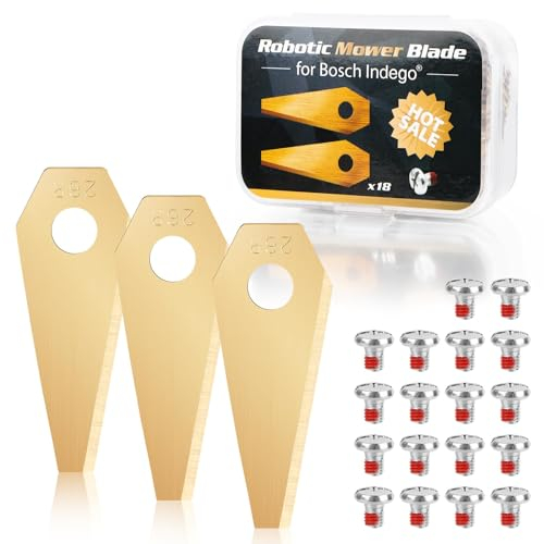 18 pezzi di lame per tosaerba robot, lame per tosaerba robot in acciaio inox, lame di ricambio per tosaerba robot con 18 pezzi di viti per tosaerba robot di Indego (800,1000,1200,350,400,450,Connect)