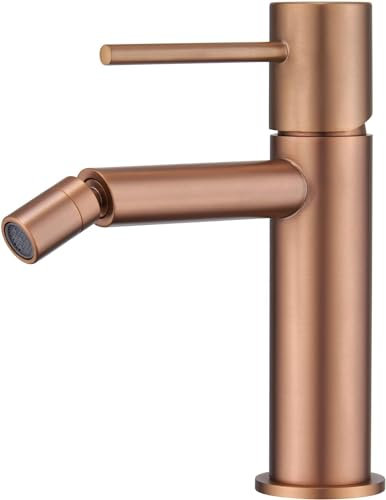IMEX - Rubinetto Bidet | Rubinetto monocomando Bide | Rubinetto per bidet con miscelatore acqua calda e fredda | Rubinetti Bidet | Installazione facile | Serie Monza | Colore oro rosa spazzolato