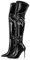 blingqueen Stivali da donna sopra il ginocchio con tacco alto elasticizzato, Pintura Nero, 42 EU