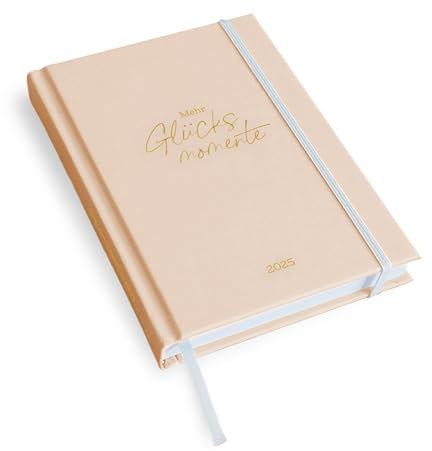 Visual Statements - Terminplaner 2025 - Wochenplaner A5 beige - Terminkalender mit Leseband & Gummiband - Hardcover