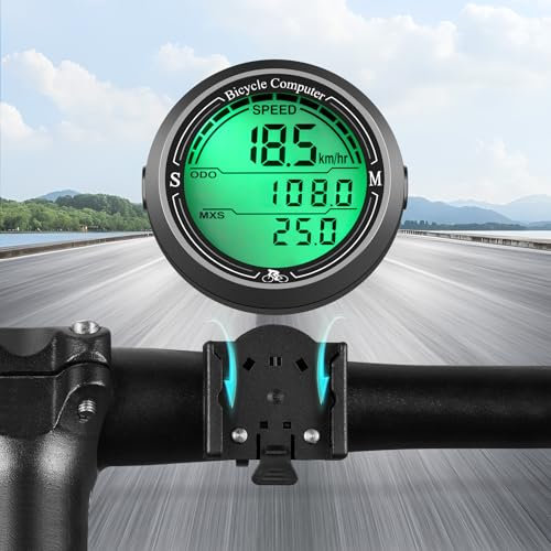 ZOKBOM Bike Computer Wired, Upgraded Waterproof Bicycle Speedometer and Odometer with Backlight,19 Functions Round Cycle Pedometer with Large LCD Touch Screen for Outdoor Men Women TeensBike Computer