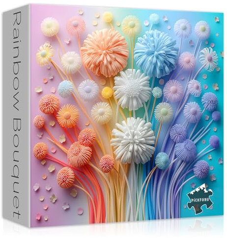 Blumen-Puzzles für Erwachsene, 1000 Teile, unmögliche Blumenpuzzles, buntes Regenbogen-Farbverlaufspuzzle, hart, herausforderndes Frühlingspuzzle, 1000 Teile