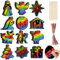 DPKOW 36 x Krippe Weihnachten Kratzbilder für Kinder Scratch Painting, Weihnachtskrippe Kratzpapier Regenbogen für Kinder Basteln Krippe Weihnachten Deko Geschenk, Jesus Engel Heilige Schneeflocke
