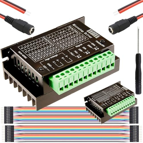 DAOKAI 2 piezas TB6600 Controlador de motor paso a paso Controlador CNC DC 9-42V 32 Subdivisión 2/4 Fase Híbrido Stepper Motor Driver Board con cables de conexión Destornillador para cable hembra DC