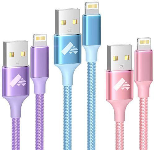 Cavo iPhone [2Metri 3Pezzi] Ricarica Filo Caricatore iPhone Carica Rapida Certificato MFi Lungo Cavo Lightning USB Caricabatterie Cavetto per iPhone 11 12 13 14 Pro Max Plus Mini XS XR X 8 7 6 SE iPad