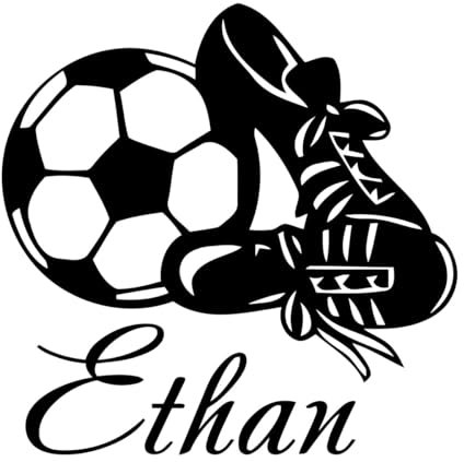 Adesivo da parete con nome personalizzato per ragazzi Adesivo in vinile personalizzato con scritta Calcio per camerette dei bambini-L-58x58cm-Black