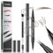 Microblading Eyebrow Pen, 2-in-1 Dual-Ended Eyebrow Pencil, Waterproof Eye Brow Pencils with 2 Micro-Fork-Tip & Precise Brush-Tip, Long-lasting Brow Pen for Natural Looking Brows Makeup (Brown)