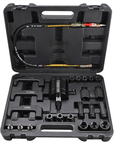 FreeTec Lot de 24 extracteurs d'injecteurs pneumatiques, extracteur d'air comprimé, extracteur d'injecteurs diesel avec 19 adaptateurs et 3 outils d'extension