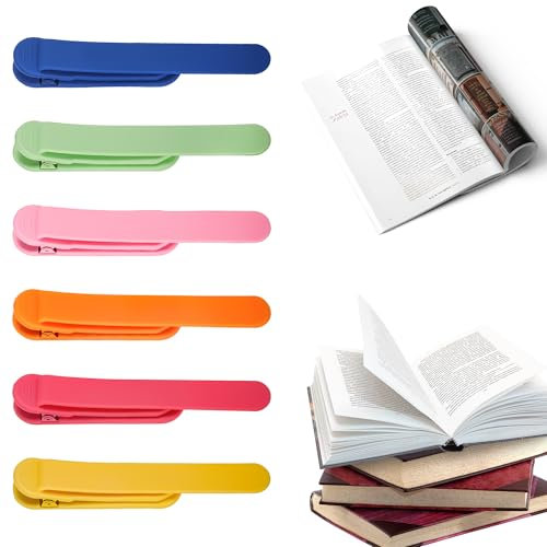 JIANTA 6 Stück Automatisches Lesezeichen, Bookmark aus Silikon, Lesezeichen Kinder, Lesezeichen mit Clip, Lesezeichen Papier, Lesezubehör, Bücherzubehör