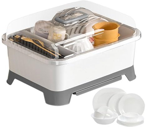 Escurridor de platos con tapa, soporte para botellas de 360 grados, bandeja para platos de cocina, soporte para botellas, caja de almacenamiento de secado de botellas, soporte organizador de