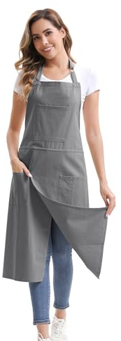 Nanxson Unisex Bauwolle Schürze Töpfer Schürze Lang Schürze mit 3 Taschen | Frontschlitz Arbeitsschürze verstellbare Schnalle für Töpfer, Malerei, Keramik Rad, DIY, Kunst