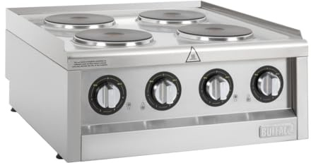 Buffalo 600 Series 4 Ring Electric Countertop Boiling Top CU471, 7kW | Delivers rapid, even heat distribution across multiple versatile vessels built for heavy-duty daily cooking.