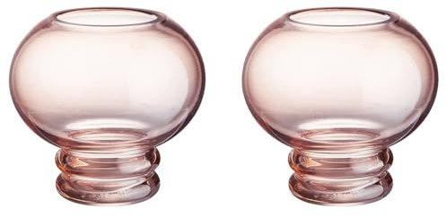 BUTLERS Set 2X Windlicht Glas 12cm Bauble | Glaslaterne in Rosé mit Fuß | Stimmungsvolle Tischdeko Bad Wohnzimmer Balkon