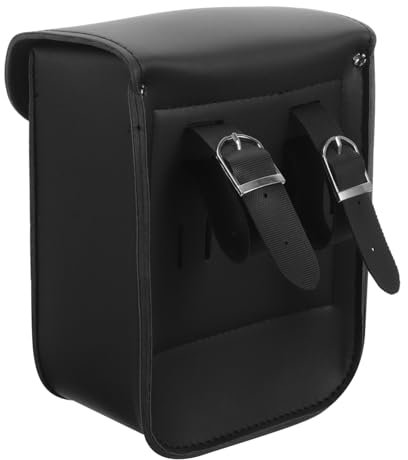 TOPPERFUN Motorrad Hecktasche Kunstleder 18x10x22,5cm Schwarz Vintage Satteltasche Versatile Werkzeugtasche Für Touring Und Outdoor