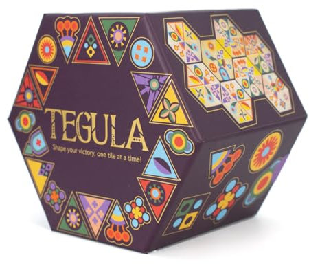 Gibsons Tegula Family Strategy Board Game | Kids Adults Fun Hexagonal Tile Mosaic Game | Children Age 8+ Duration 20 min 2-6 Players 60 Tegula Tiles, 10 Action Cards, Instructions | Great Gift