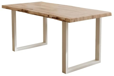Liadomo Esstisch Akazie 180x90cm Kopenhagen, U-Gestell weiß