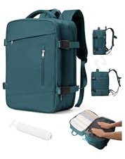 Vacuum Backpack Travel Bag Compression Backpack with Pump, 40x20x25 cm, Vacuum Bags for Clothes Travel, Space Saver Cabin Storage Compression Bag for Women Men -Peacock Blue