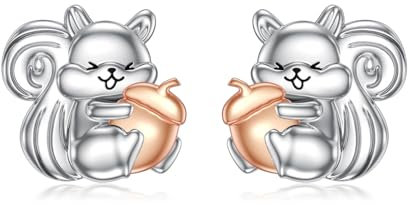 YFN Eichhörnchen Ohrringe Sterling Silber Eichhörnchen Ohrstecker Eichhörnchen Schmuck für Frauen Eichhörnchen Geschenke für Eichhörnchen Liebhaber