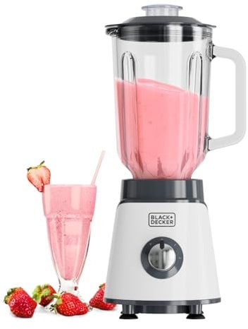 BLACK+DECKER - Frullatore potente BXJB1002E 1000W | Caraffa in Vetro 1,5L | Lame Inox 4 Fili | Funzione Tritaghiaccio | 2 Velocità + Pulse | Lavabile in Lavastoviglie | Sistema di Sicurezza