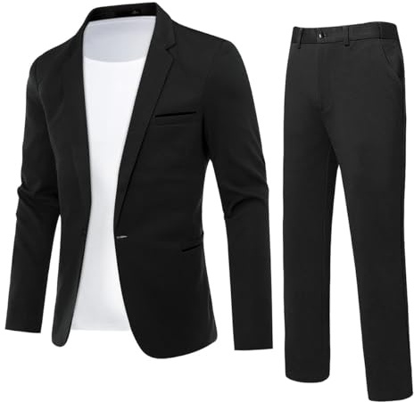 YFFUSHI Traje Hombre 2 Piezas 1 Botón Slim Fit Boda Negocios | Traje clásico de un botón, corte slim elegante, cómodo para eventos formales y trabajo