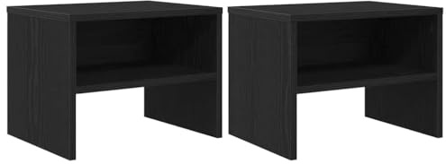 vidaXL Nachtkommoden Set mit 2 Teilen - Schwarze Eiche - 40 x 30 x 30 cm - Holzwerkstoff - Rustikaler Nachttisch mit Stauraum - Rechteckig - Moderner strukturierter Finish - Nur für Innenräume