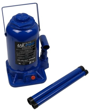 US PRO Heavy Duty Hydraulic Bottle Jack, Blue Steel, 20 Ton Capacity, 244-400mm Height Range, Portable with Carry Handle