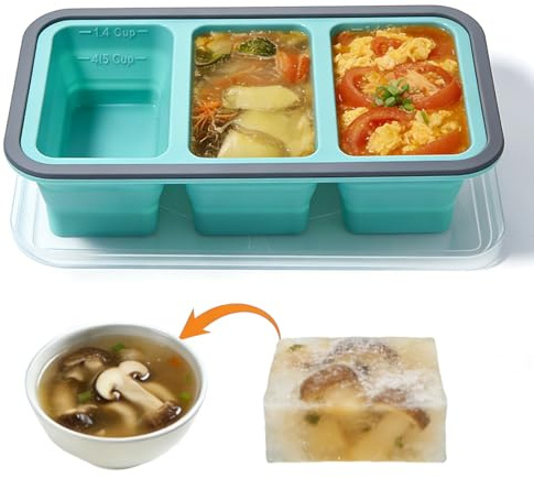 Silicone Soup Freezer Moulds, 1.4-Cup (350mL/200mL) Collapsible Soup Freezer Style Ice Trays for Meal Prep, Reusable Silicone Freezer Containers for Broth, Soup, Sauce & Leftovers