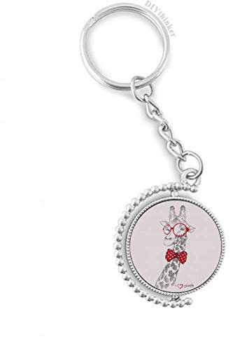DIYthinker Lunettes de Girafe Handsome Rotatif clé Anneau Porte-keyholder 1,2 Pouce x 3,5 Pouces Multicolore