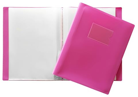 Janrax A4 Pink Flexible Cover 100 Pocket Display Book - Presentation Folder
